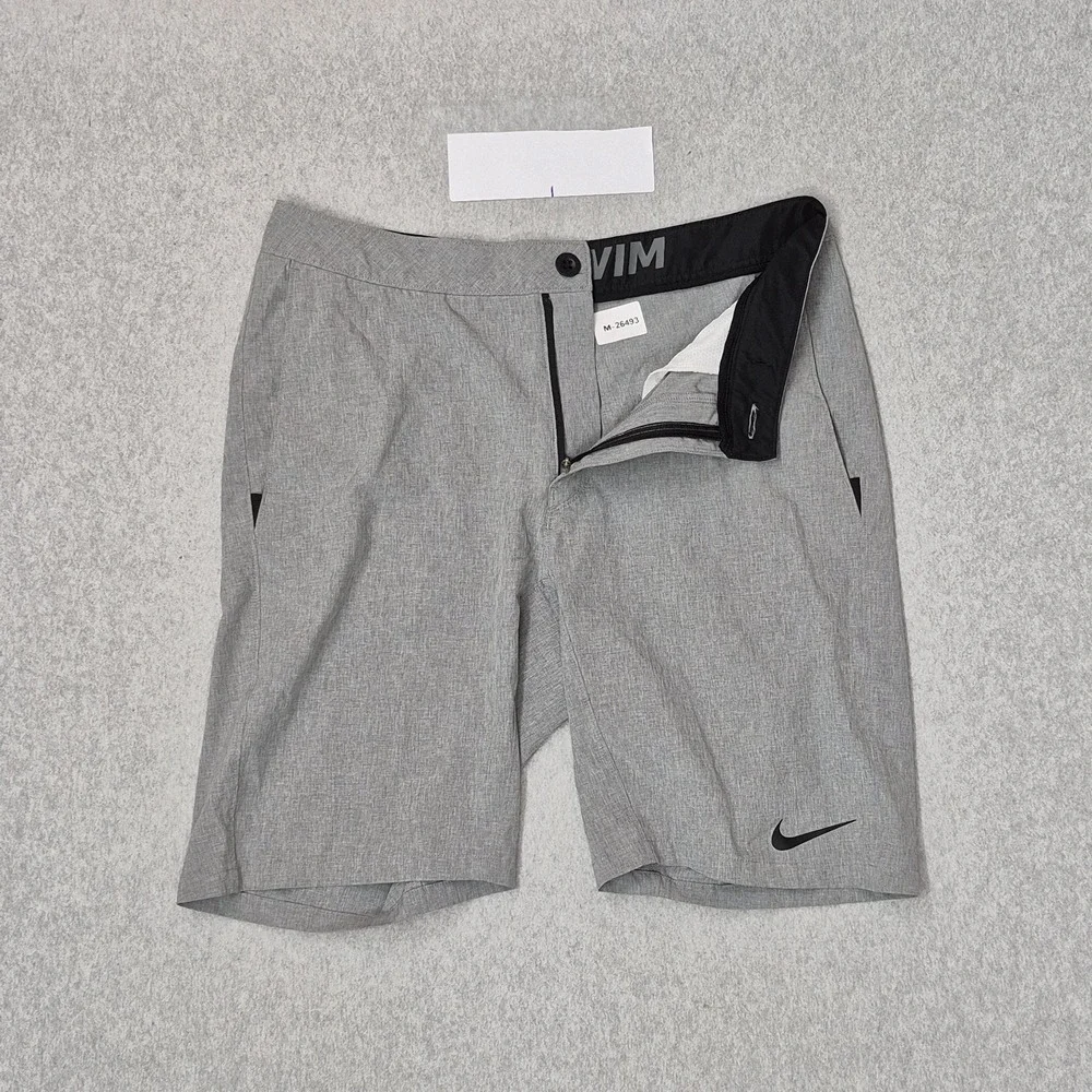 Nike Men Swimwear M (30) Gray Swim Trunks Boardshort Zipper 9